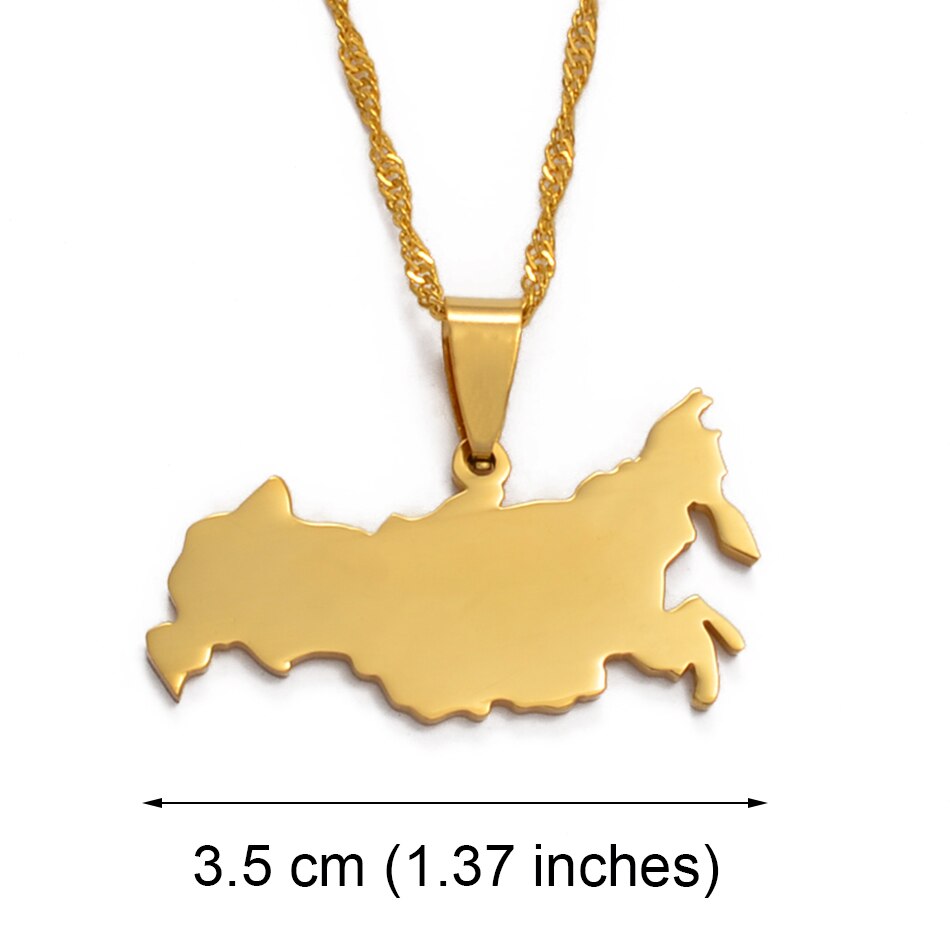Russia Map and Flag Necklace
