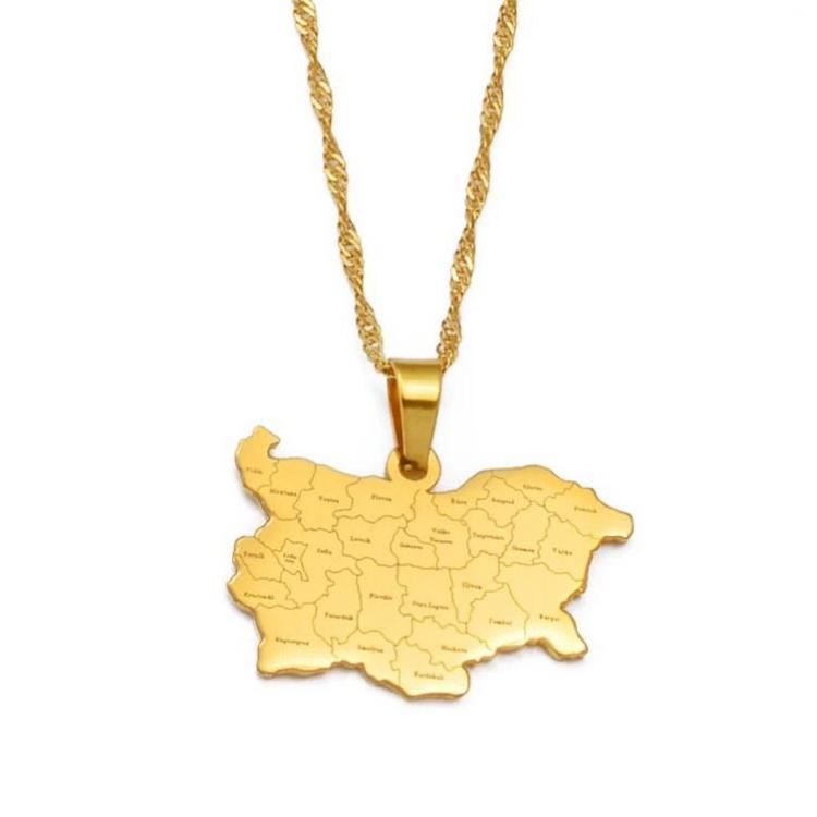 Bulgaria Map and Flag Necklace