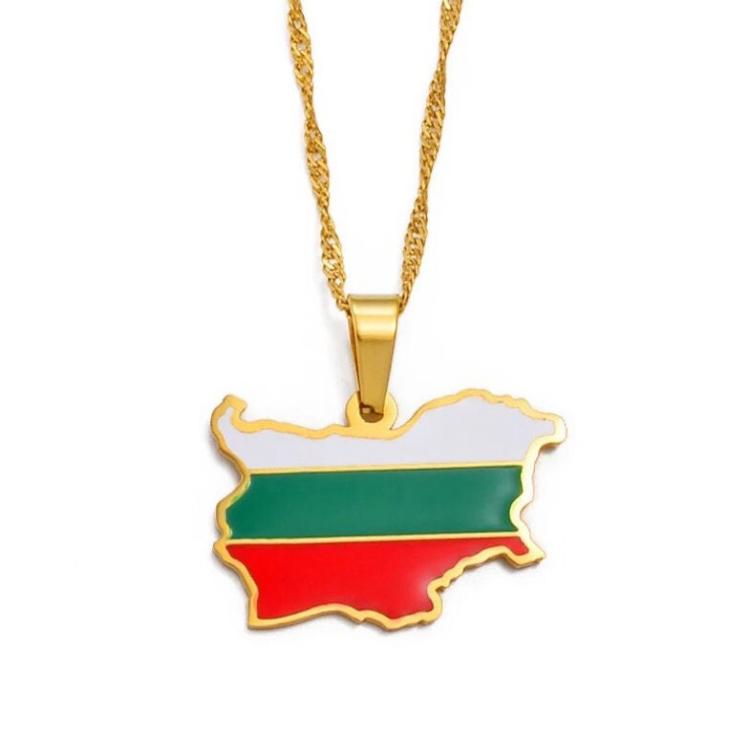 Bulgaria Map and Flag Necklace