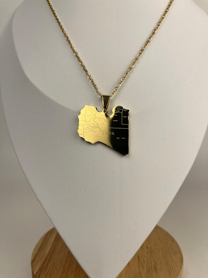 Libya Map and Flag Necklace