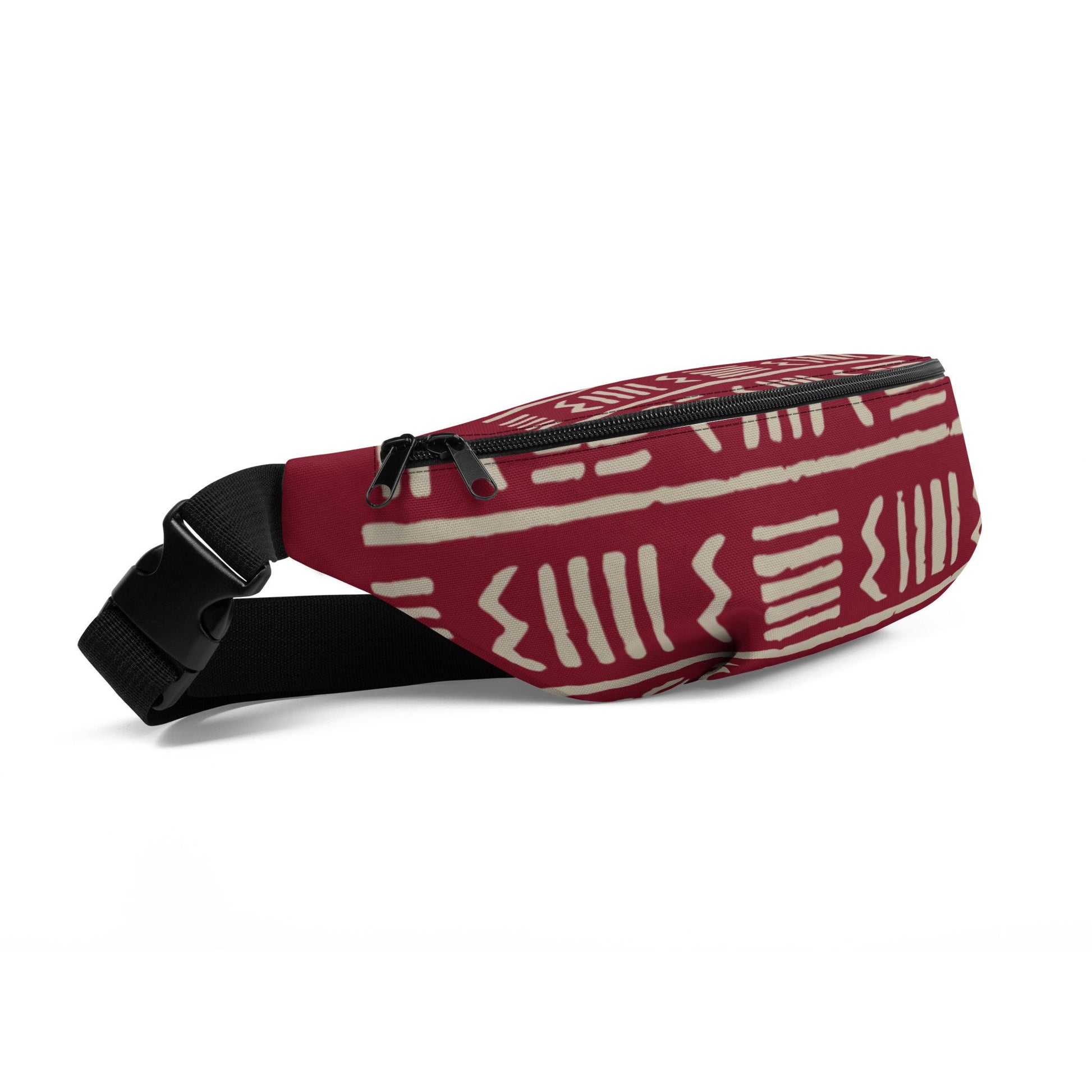 Bogolan Fanny Pack | Mud Cloth Traditional African Pattern Inspired Print from Mali, West Africa | Ancient Ethnical Style Fashion