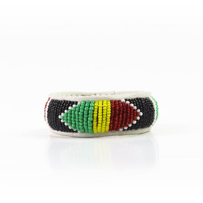 Bead and Leather Bracelets | Colorful Beaded African Style Bangle With Leather Inside | Authentic Handmade Accessory Imported from Mali |