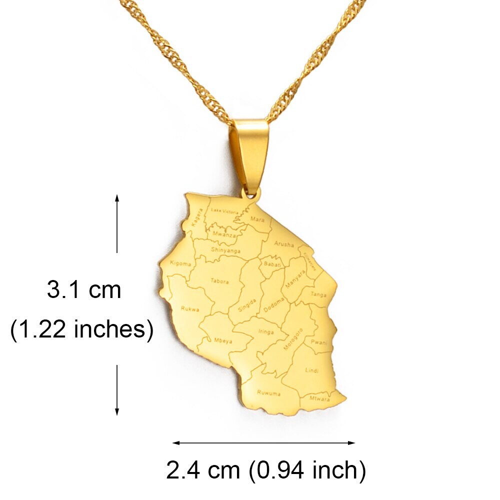 Tanzania Map Necklace