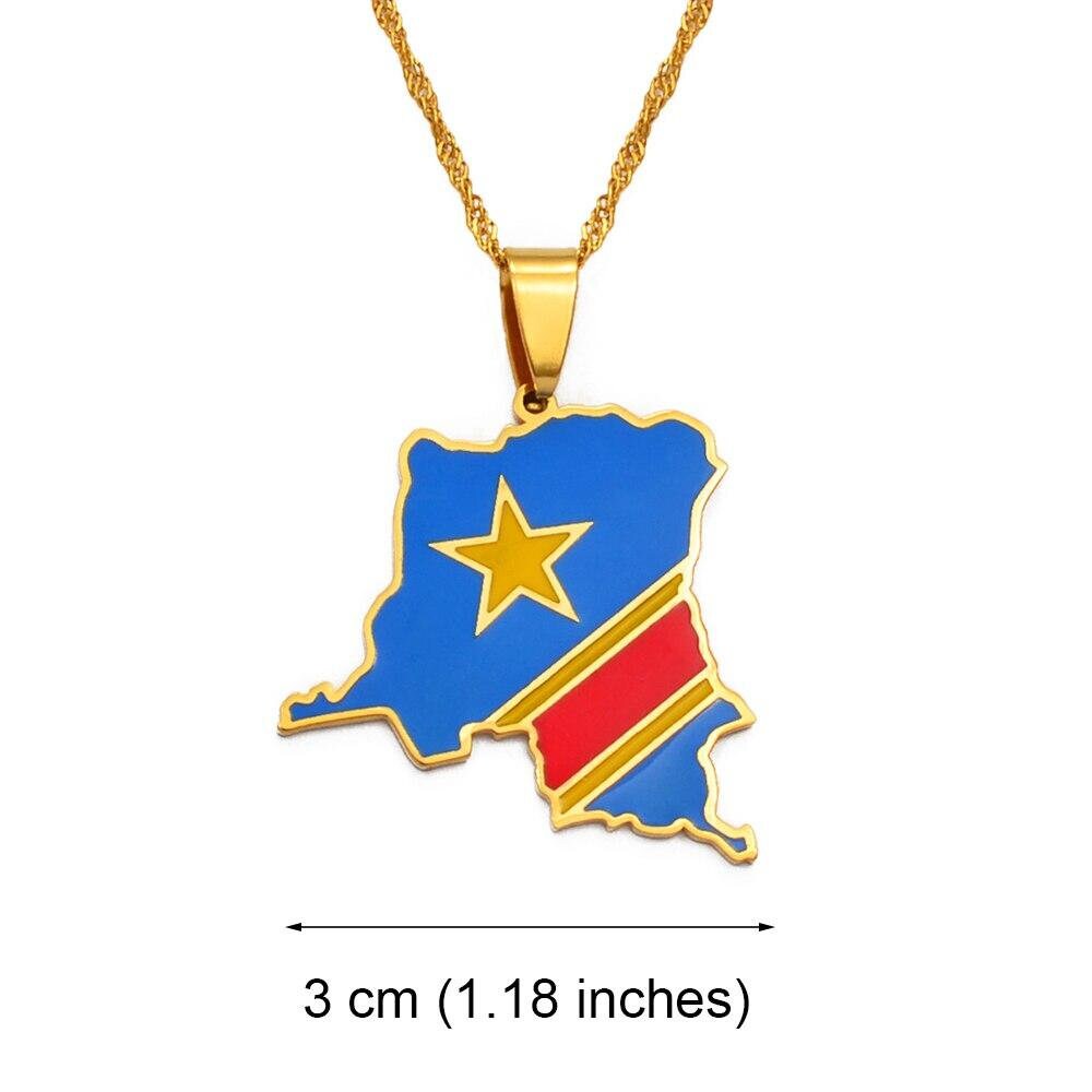 Congo DRC Map and Flag Necklace