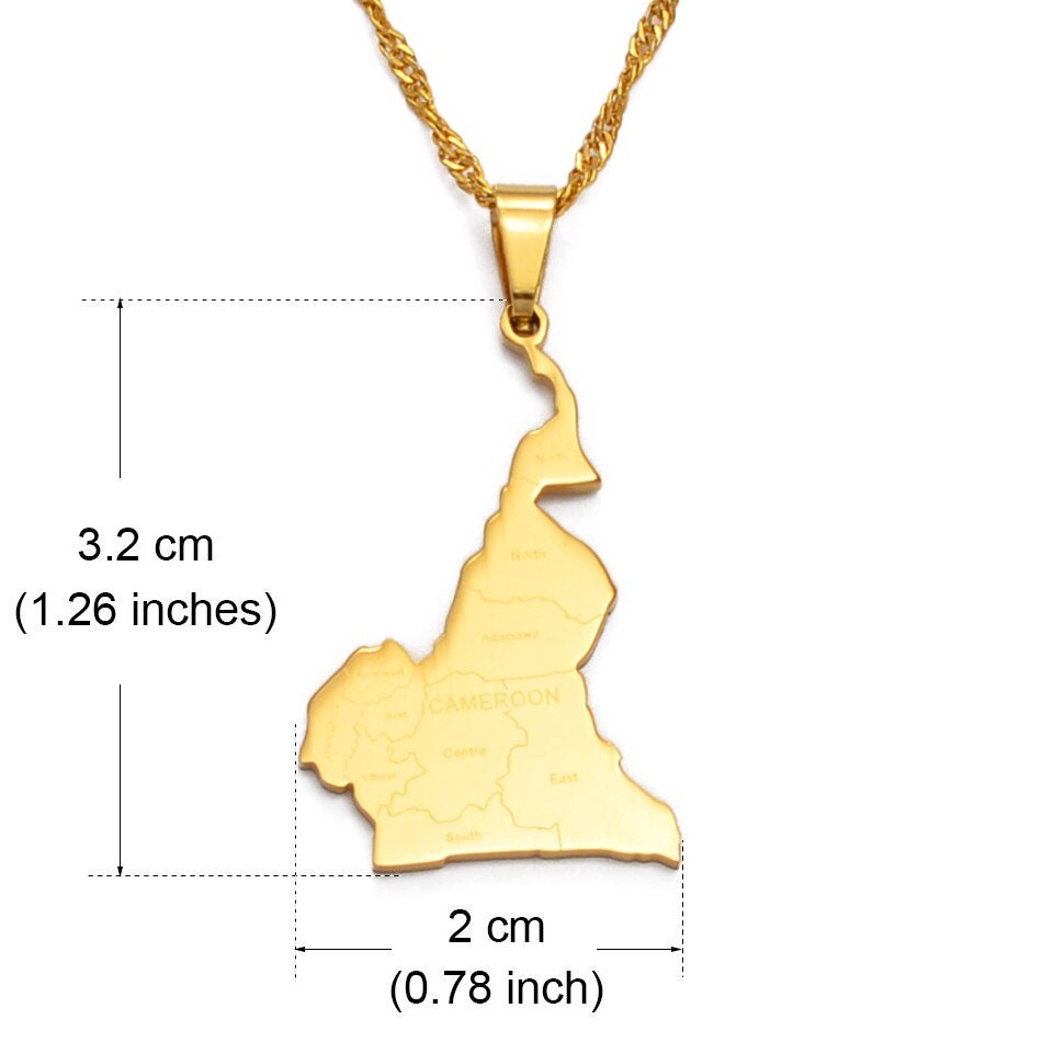 Cameroon Map and Flag Necklace