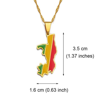 Congo Brazzaville Map and Flag Necklace