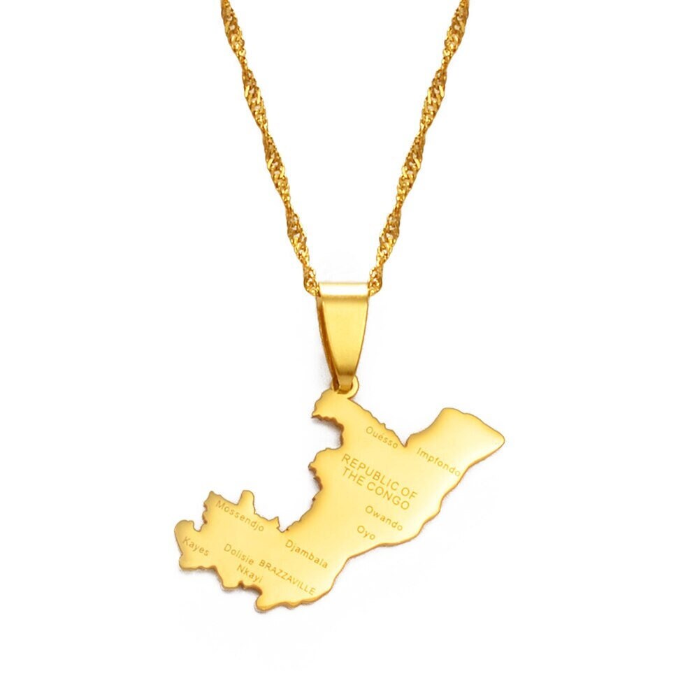 Congo Brazzaville Map Necklace