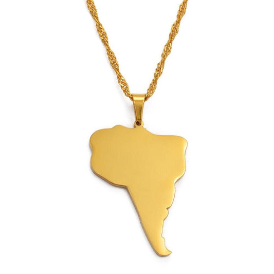 South America Map Necklace