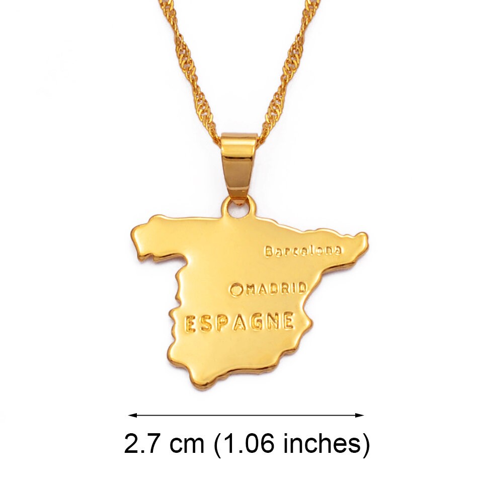 Spain Map and Flag Necklace