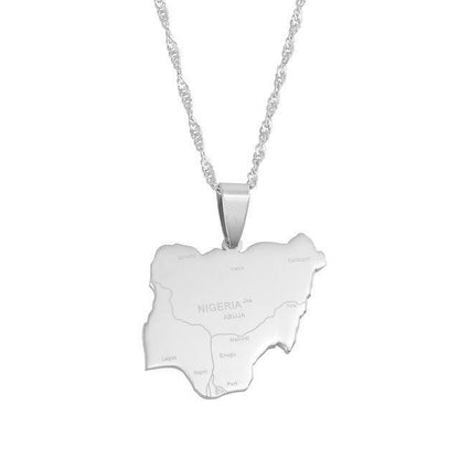 Nigeria Map and Flag Necklace