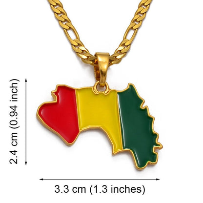 Guinea Conakry Map and Flag Necklace