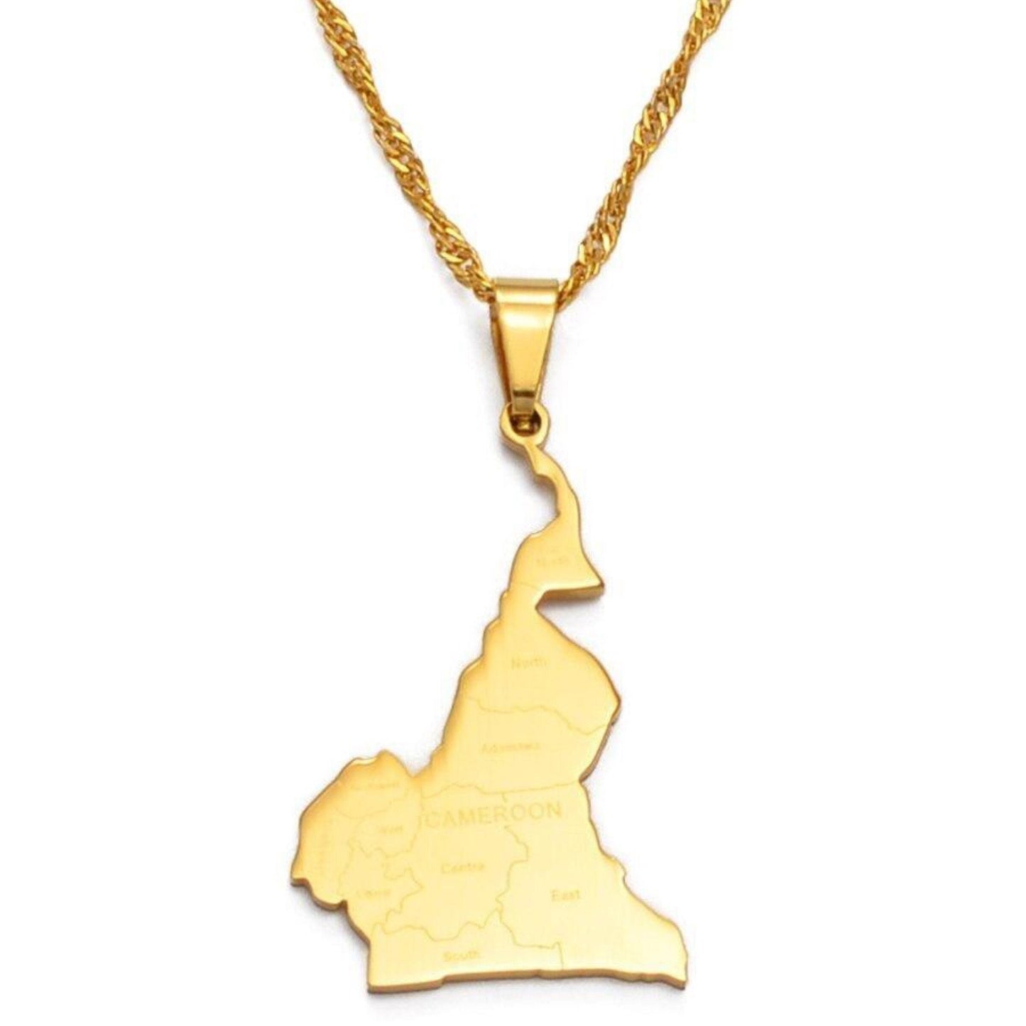 Cameroon Map and Flag Necklace