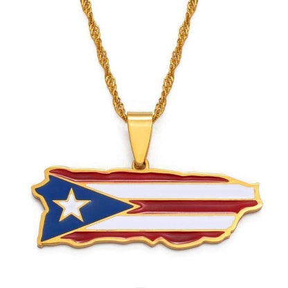 Puerto Rico Map Necklace