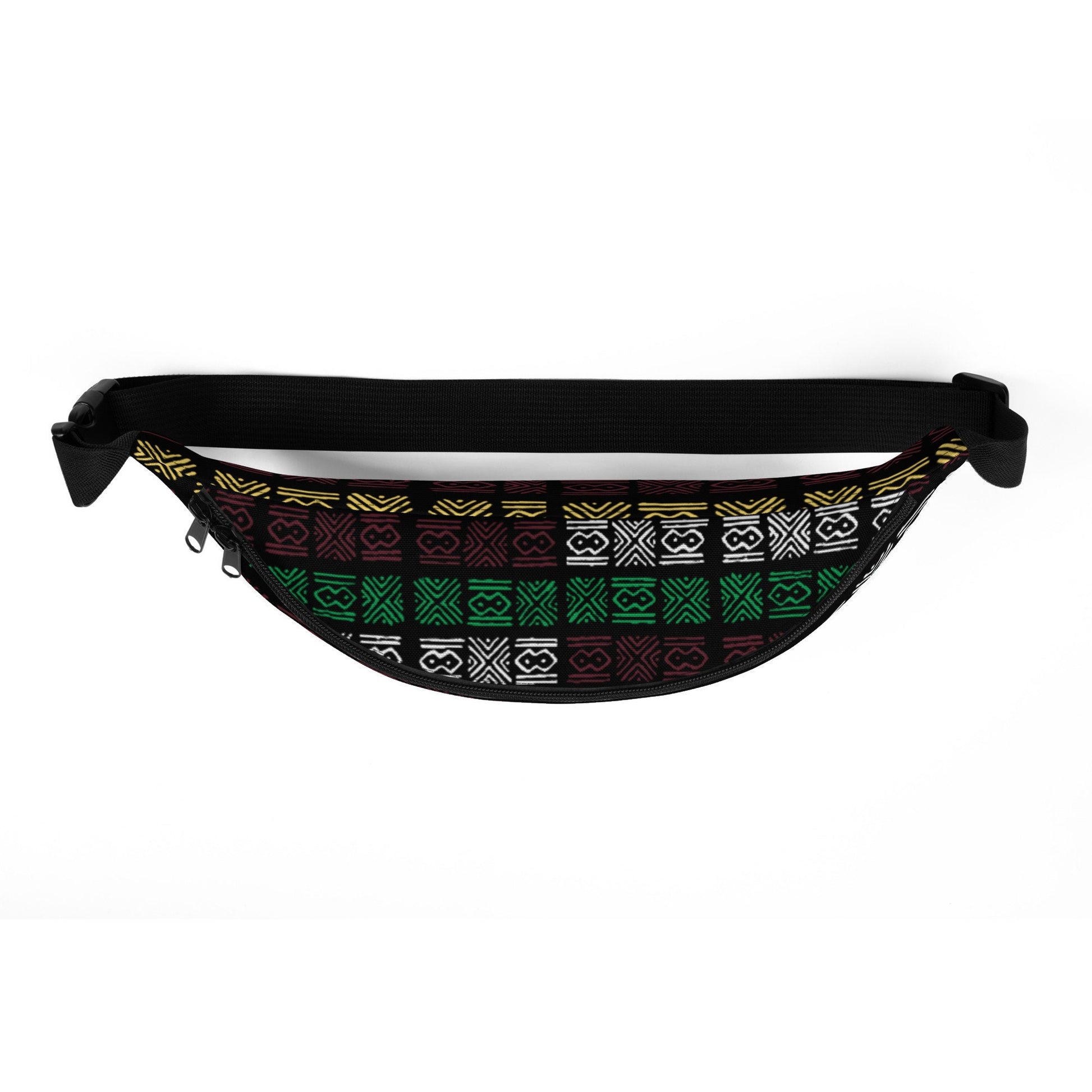 Bogolan Mud Cloth Jumbo Fanny Pack | Traditional African Pattern Inspired Print from Mali, West Africa | Ancient Ethnical Style Fashion