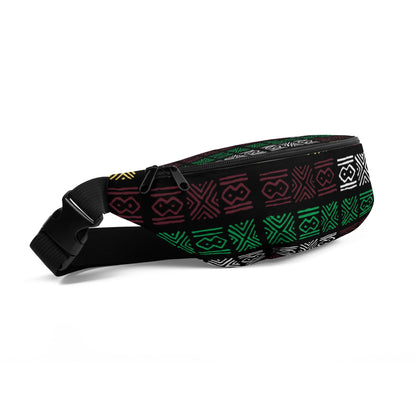 Bogolan Mud Cloth Jumbo Fanny Pack | Traditional African Pattern Inspired Print from Mali, West Africa | Ancient Ethnical Style Fashion