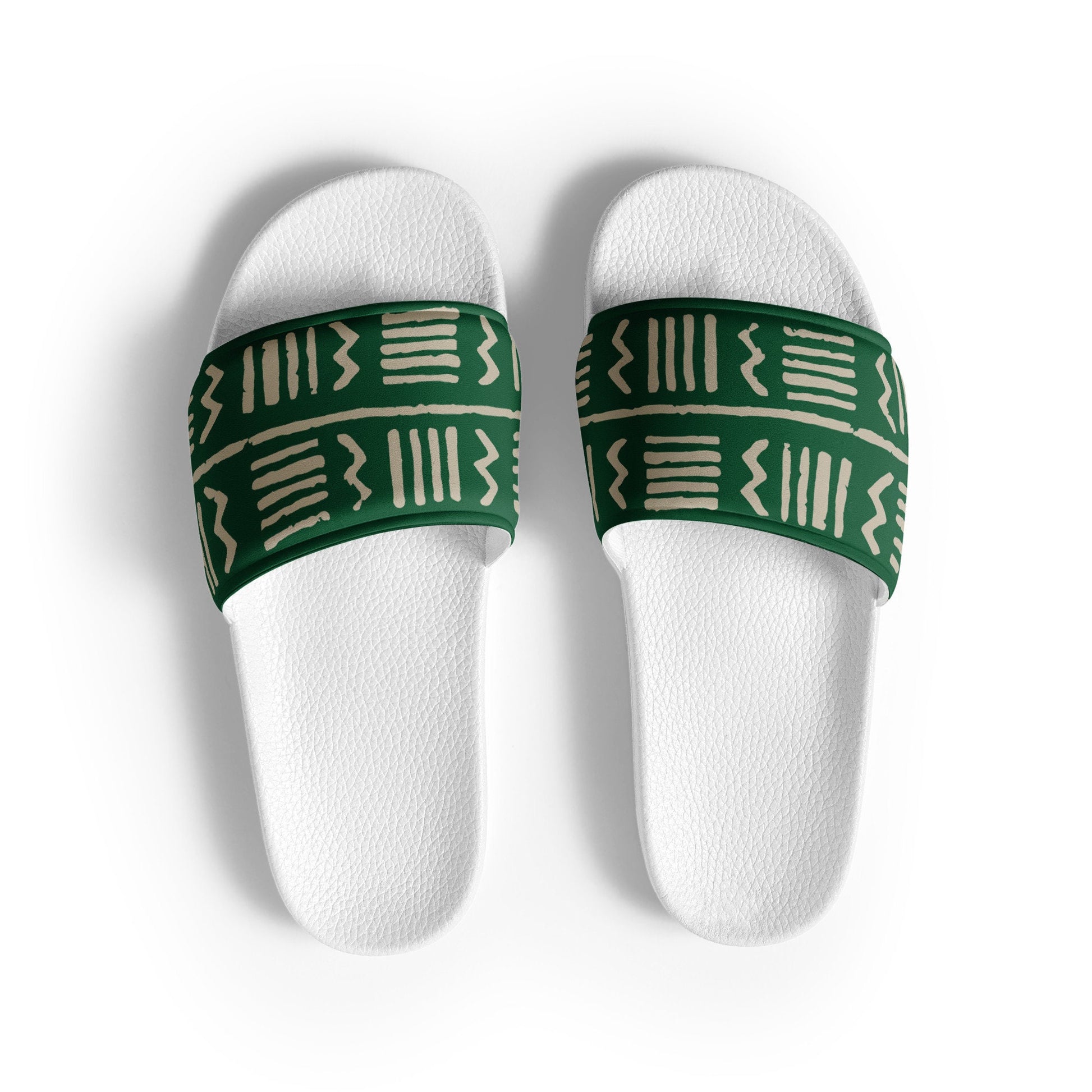 Bogolan Mud Cloth Women's Slides | Traditional African Pattern Inspired Print from Mali, West Africa | Ancient Tribal Style Fashion