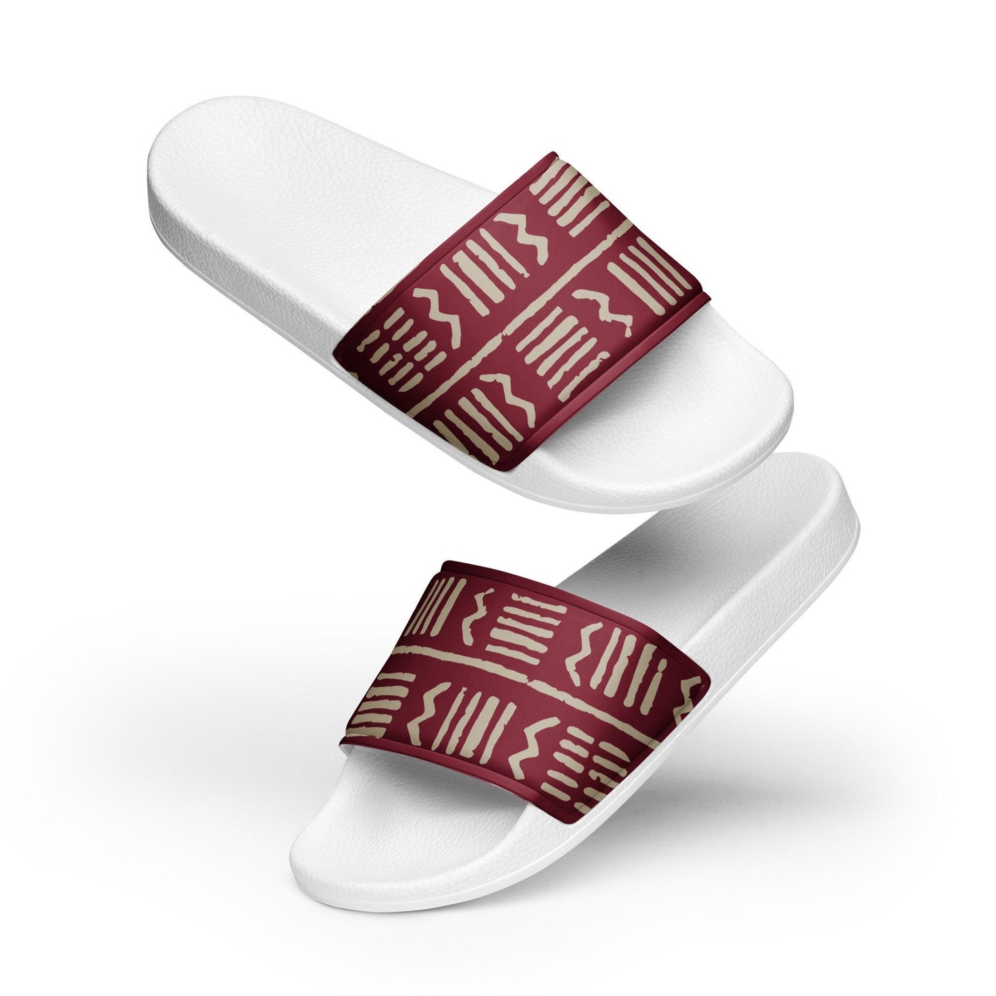 Bogolan Mud Cloth Women's Slides | Traditional African Pattern Inspired Print from Mali, West Africa | Ancient Tribal Style Fashion