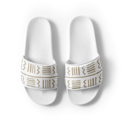 Bogolan Mud Cloth Women's Slides | Traditional African Pattern Inspired Print from Mali, West Africa | Ancient Tribal Style Fashion