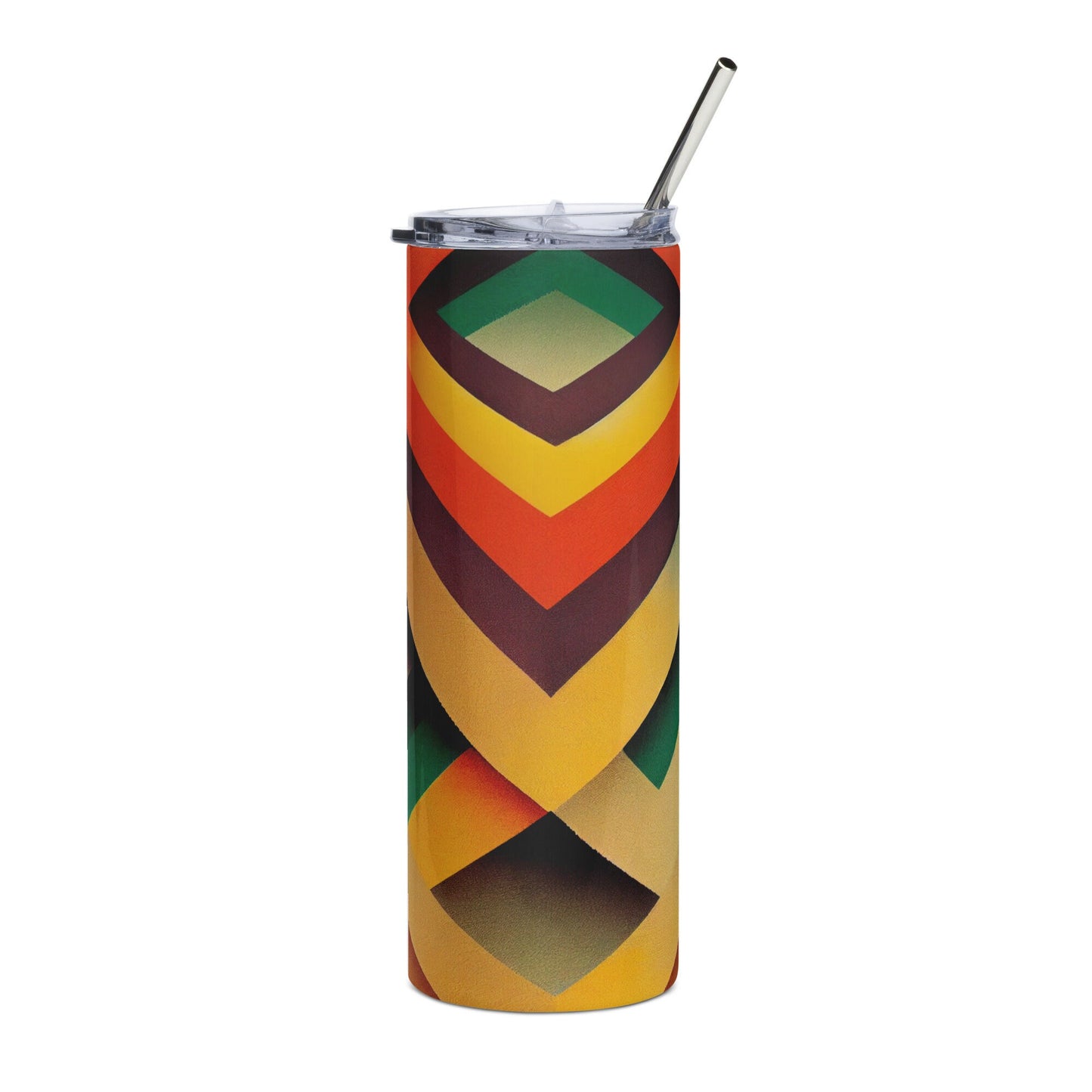 Ko Kura Stainless Steel Tumbler | Metalic Water Bottle With African Inspired Abstract Print | For Cold or Warm Beverages | Eco Friendly