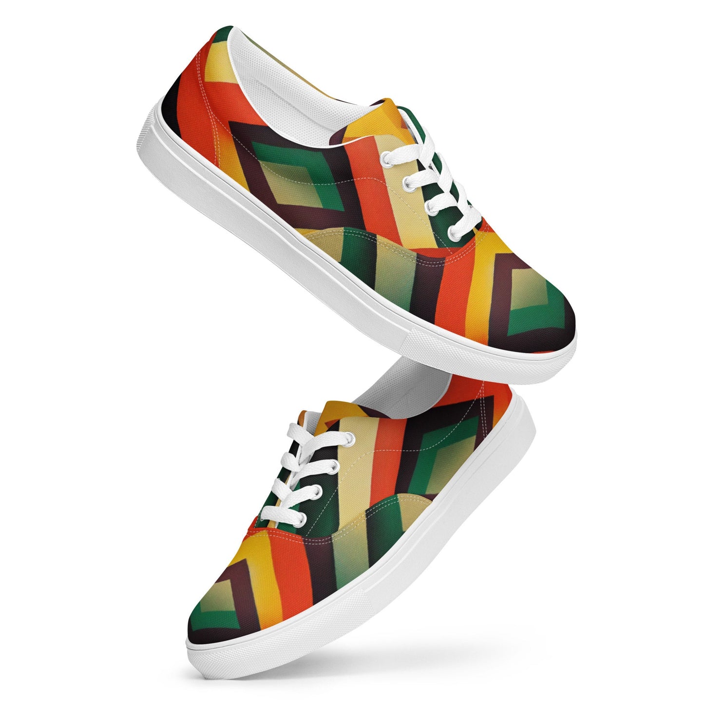 Ko Kura Men’s Lace Up Canvas Shoes | African Inspired Print Sneaker With White Bottom