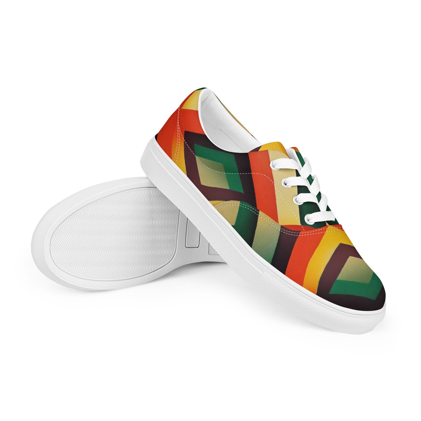 Ko Kura Men’s Lace Up Canvas Shoes | African Inspired Print Sneaker With White Bottom