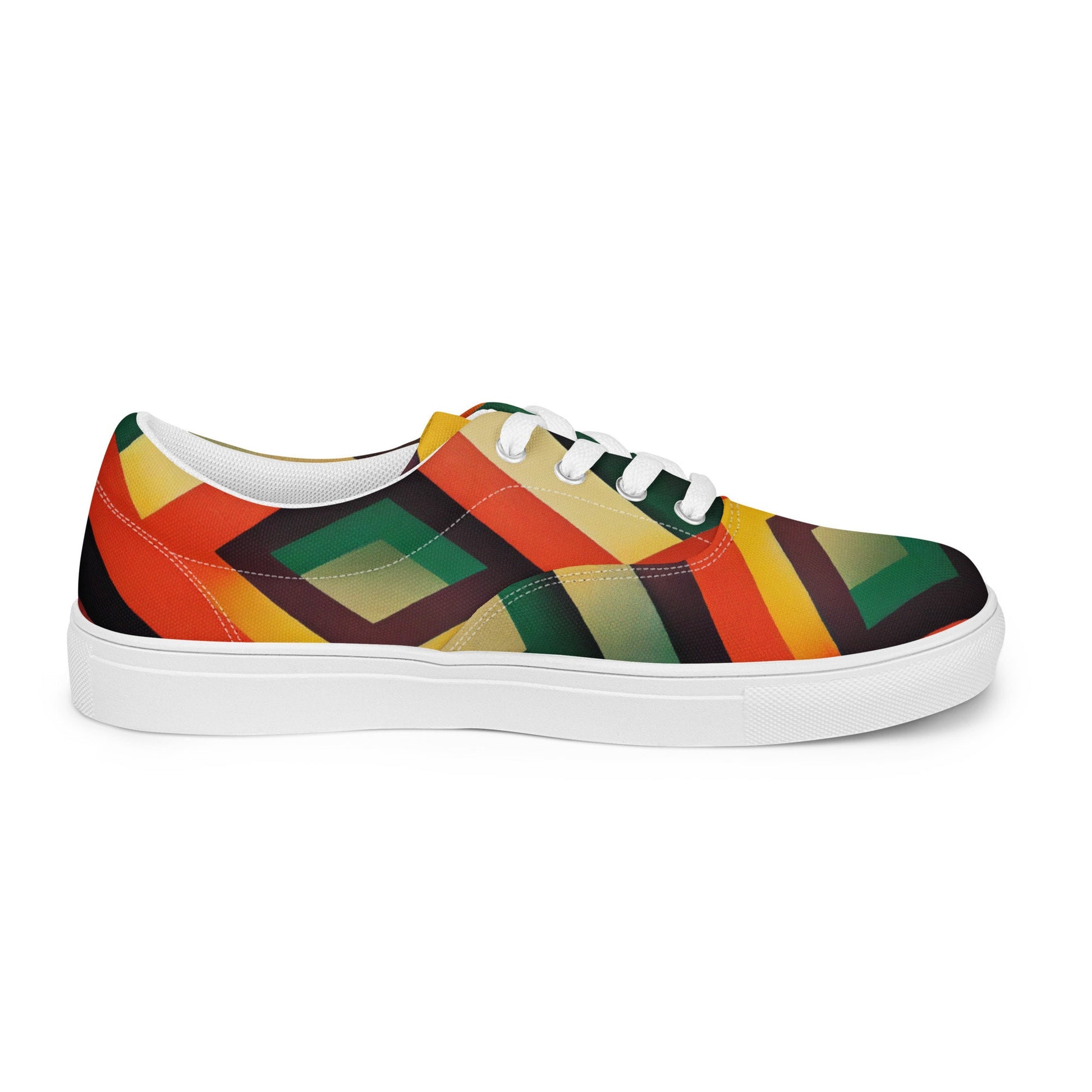 Ko Kura Men’s Lace Up Canvas Shoes | African Inspired Print Sneaker With White Bottom