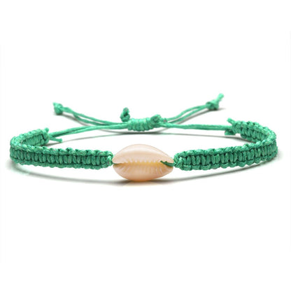 Cowrie Shell Bracelet | Woven Cotton Wax Cord Bracelet with African Lucky Charm | Friendship, Surf, Macrame , Shell bracelet | Unisex