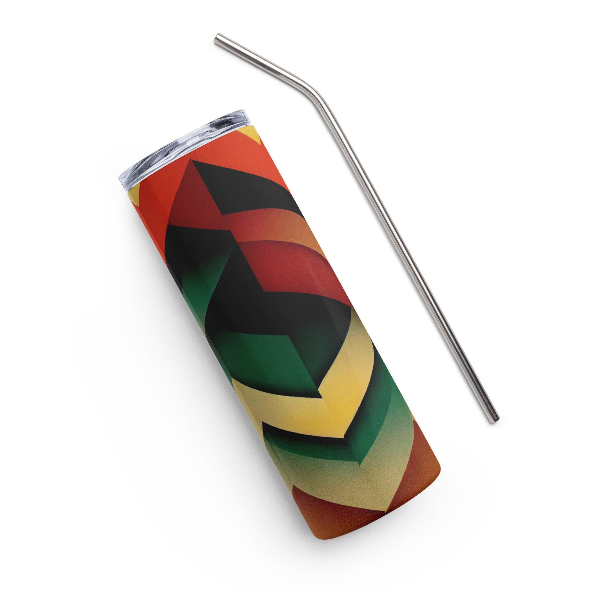 Ko Kura Stainless Steel Tumbler | Metalic Water Bottle With African Inspired Abstract Print | For Cold or Warm Beverages | Eco Friendly