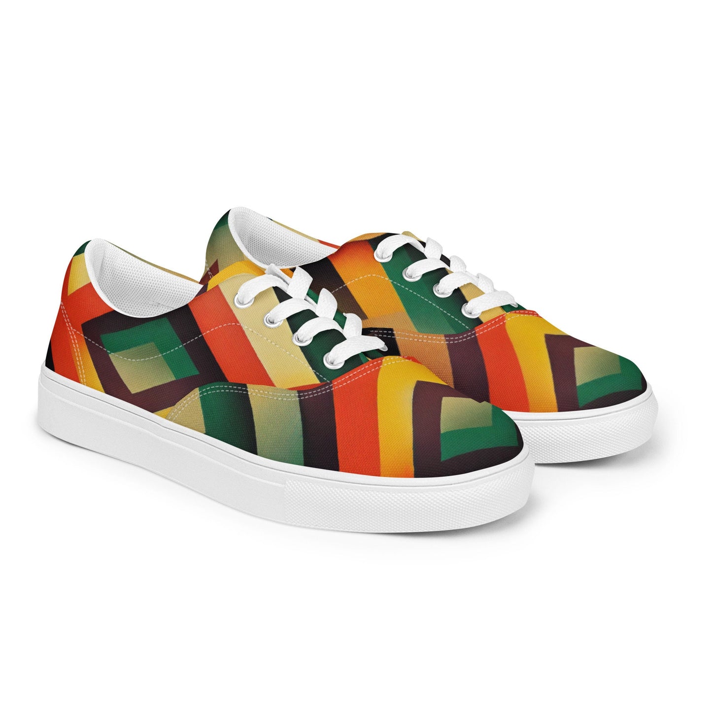 Ko Kura Men’s Lace Up Canvas Shoes | African Inspired Print Sneaker With White Bottom