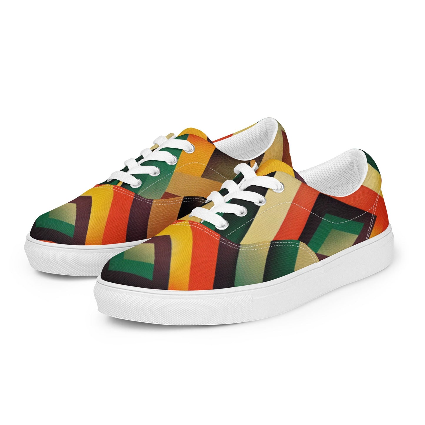 Ko Kura Men’s Lace Up Canvas Shoes | African Inspired Print Sneaker With White Bottom