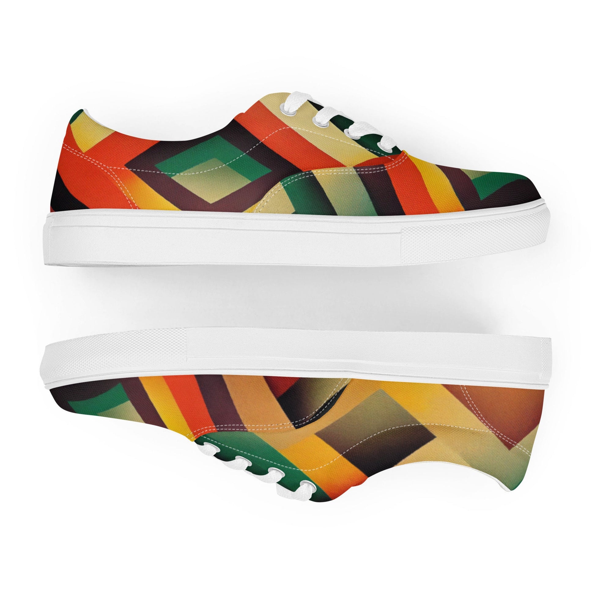 Ko Kura Men’s Lace Up Canvas Shoes | African Inspired Print Sneaker With White Bottom