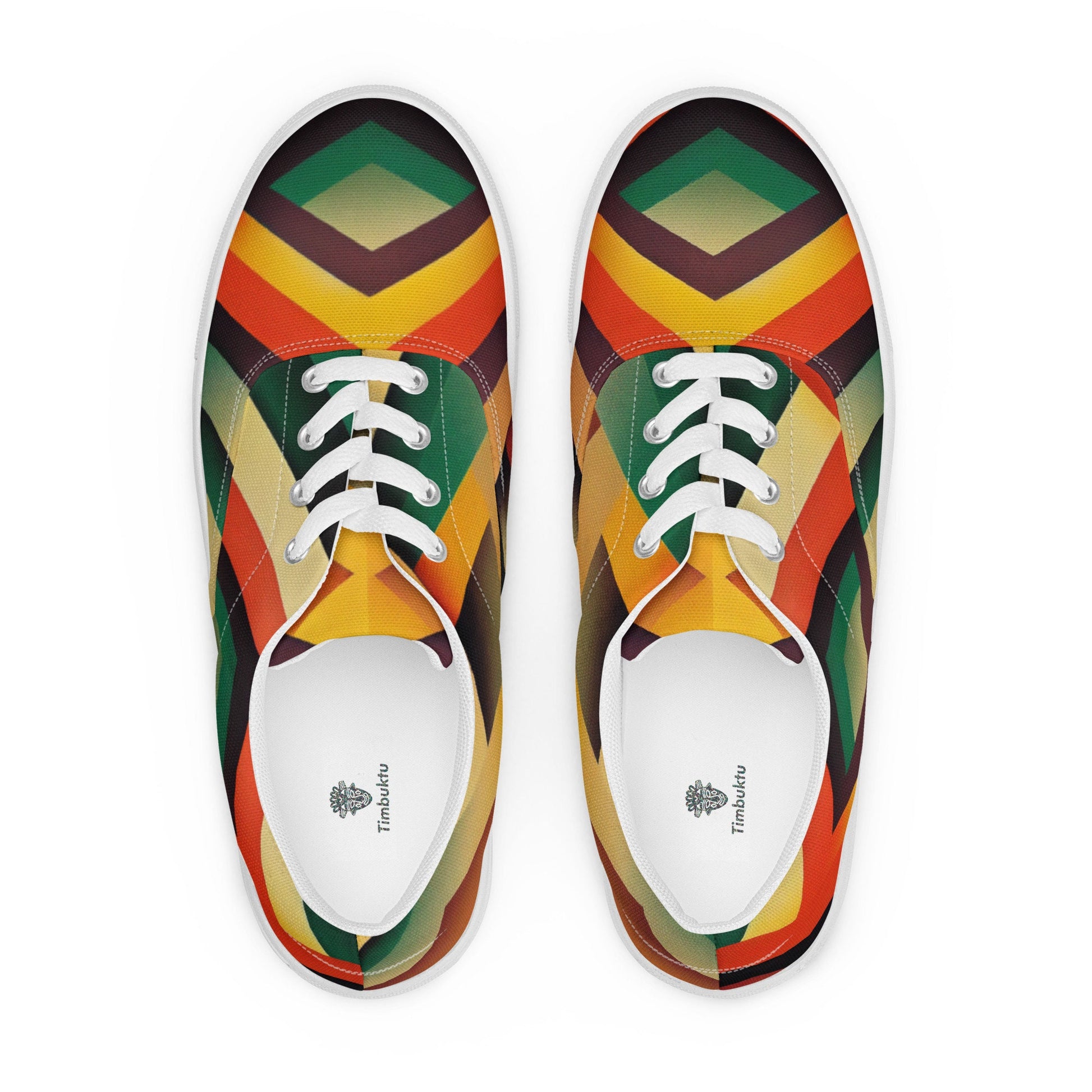 Ko Kura Men’s Lace Up Canvas Shoes | African Inspired Print Sneaker With White Bottom