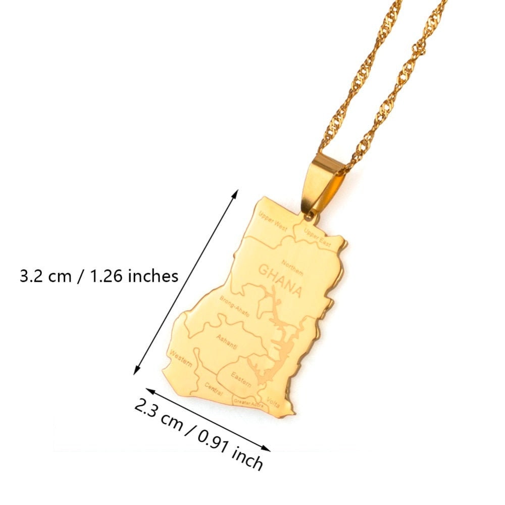 Ghana Map and Flag Necklace