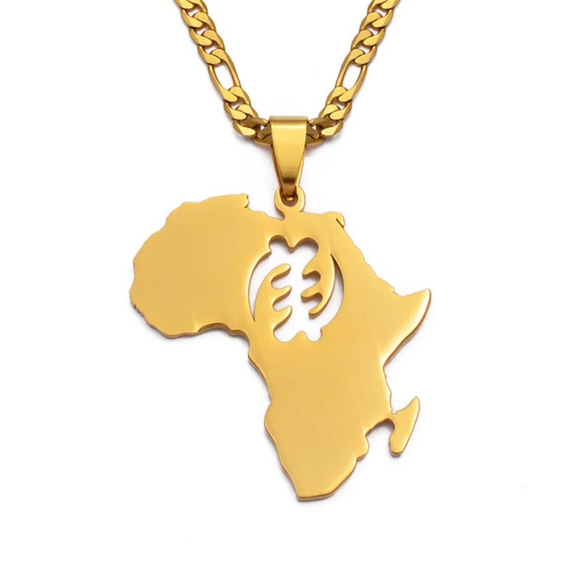 Africa Map and Gye Nyame Necklace