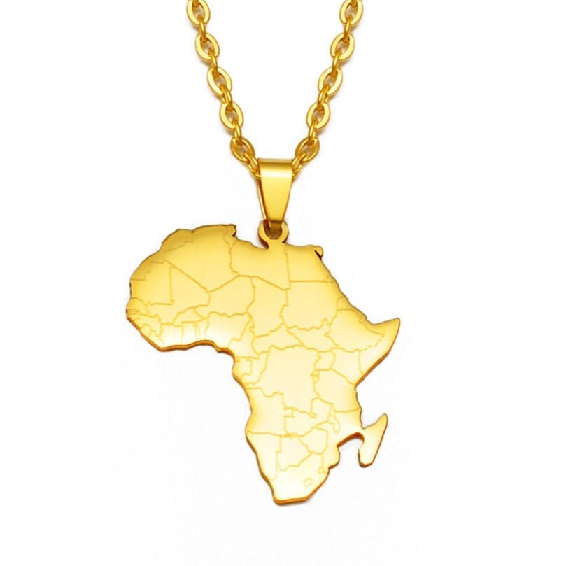 Africa Map and Countries Necklace