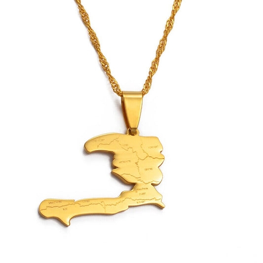 Haiti Map Necklace