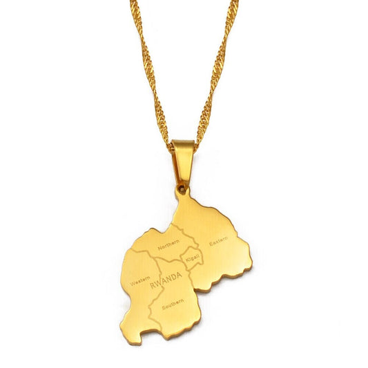 Rwanda Map Necklace