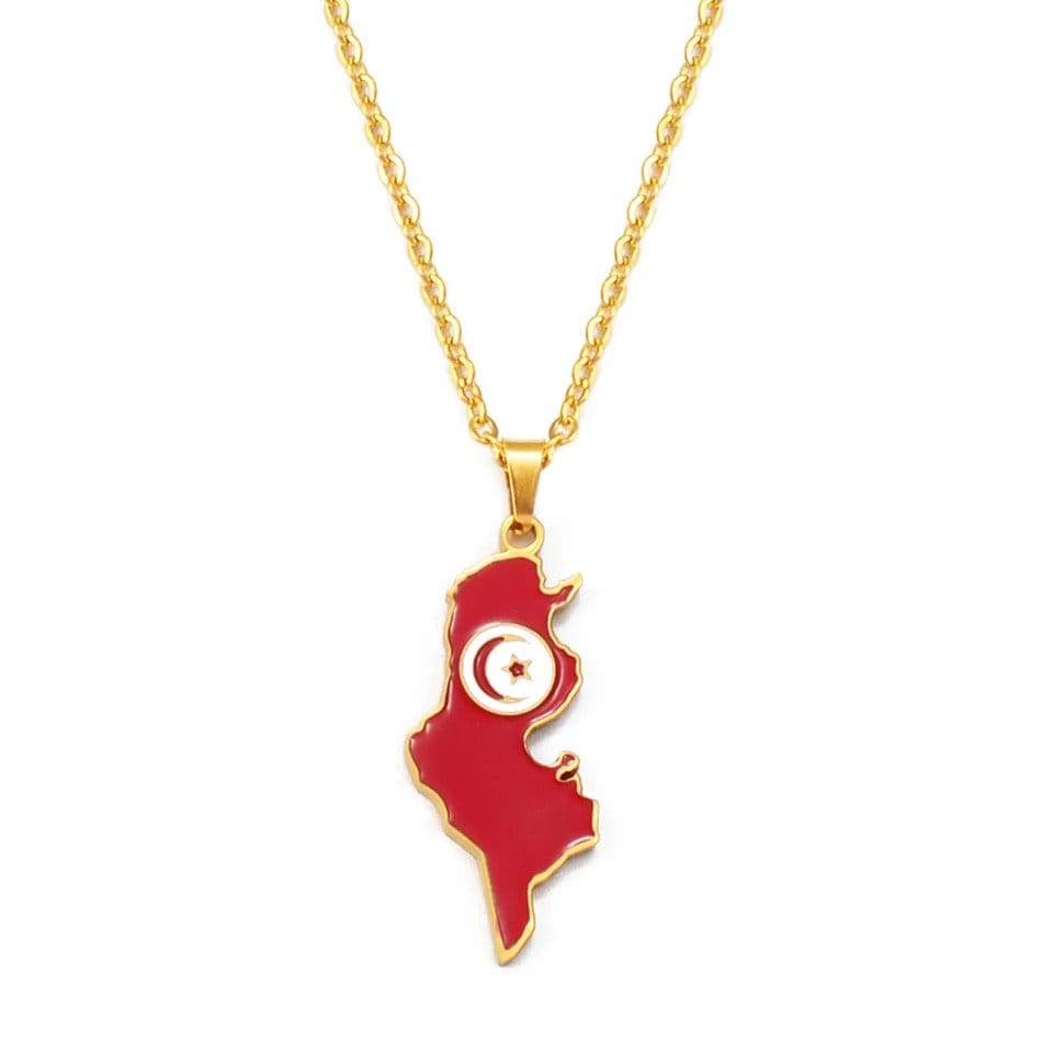 Tunisia Map Necklace