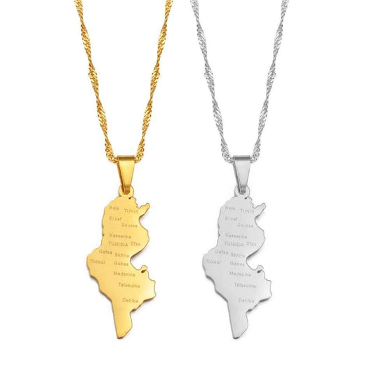 Tunisia Map Necklace