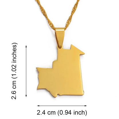 Mauritania Map and Flag Necklace