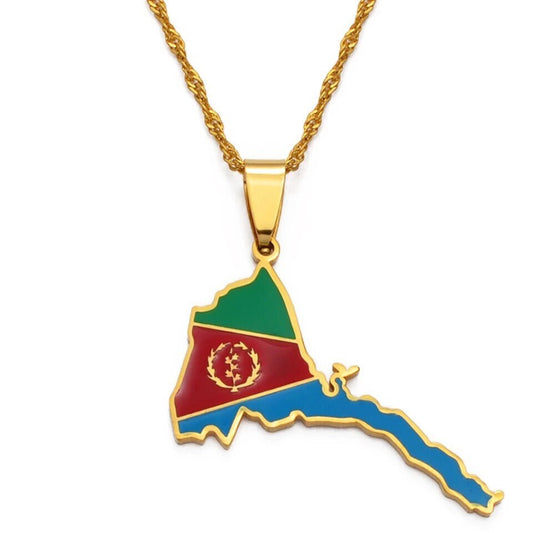 Eritrea Map and Flag Necklace