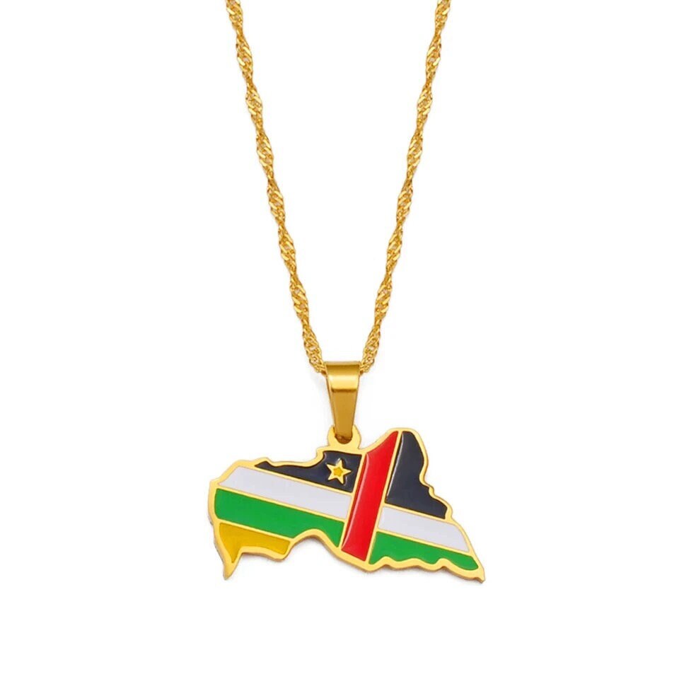 Central African Republic Map and Flag Necklace