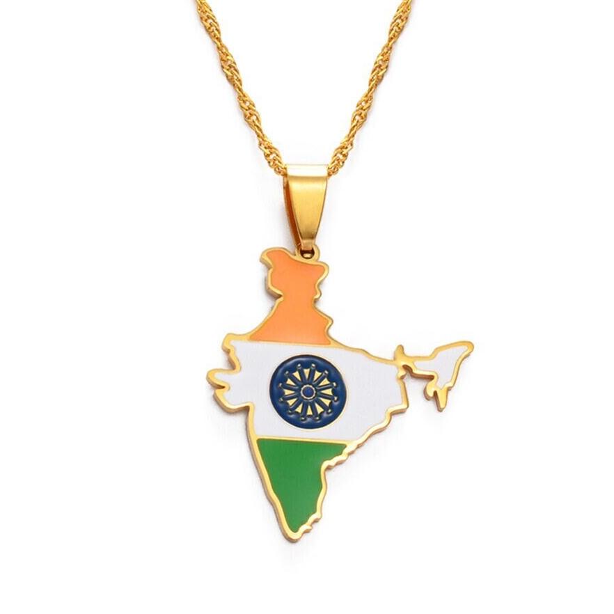 India Map and Flag Necklace