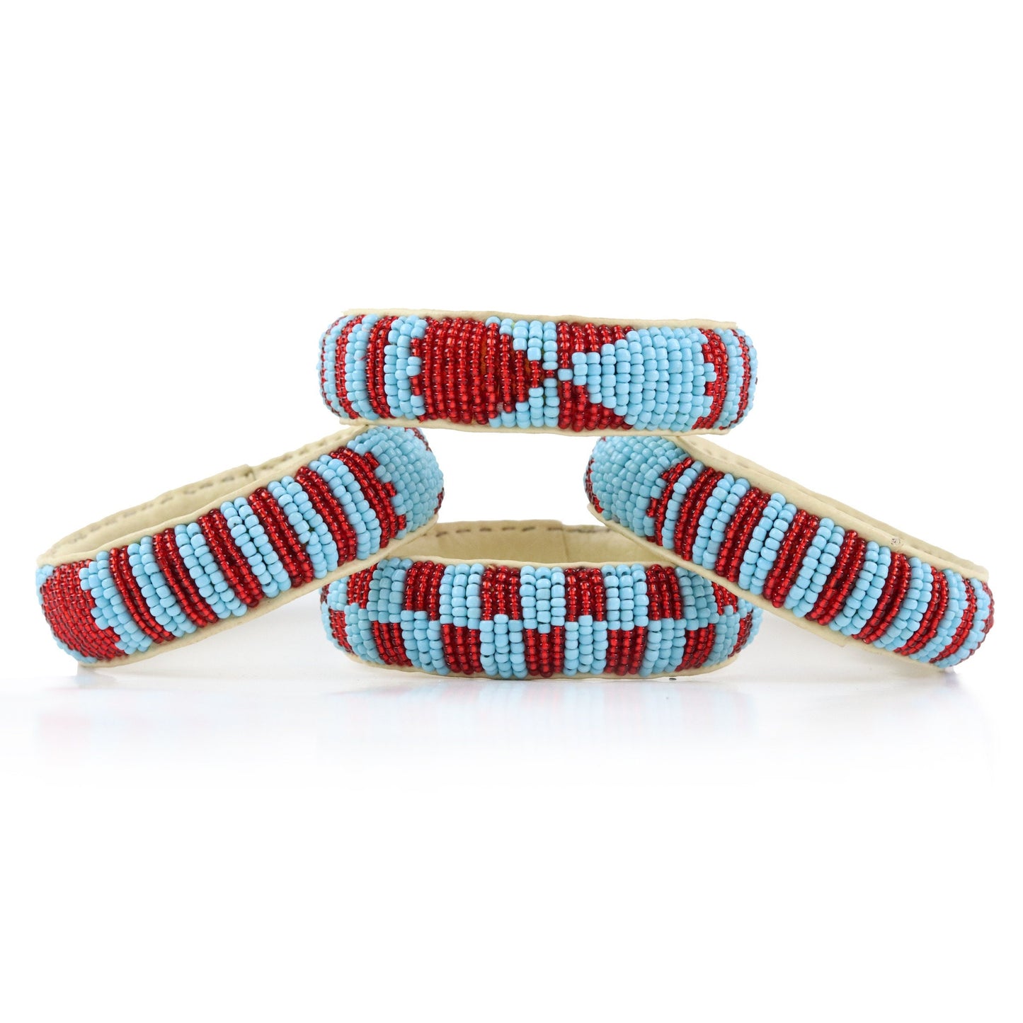 Bead and Leather Bracelets | Colorful Beaded African Style Bangle With Leather Inside | Authentic Handmade Accessory Imported from Mali |