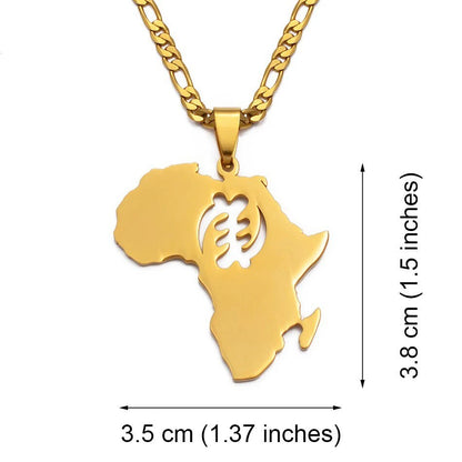 Africa Map and Gye Nyame Necklace