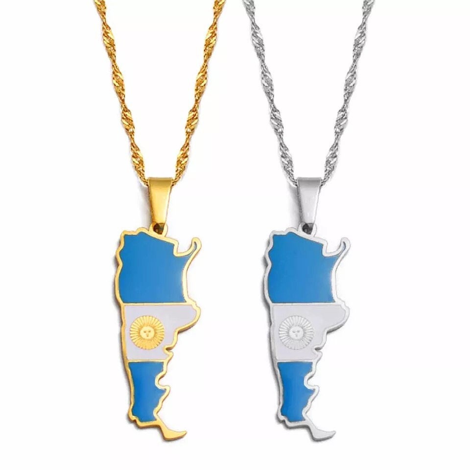 Argentina Map and Flag Necklace