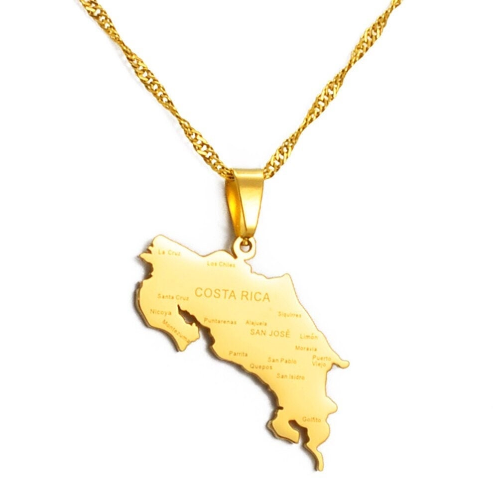 Costa Rica Map and Flag Necklace