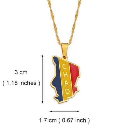 Chad Map and Flag Necklace