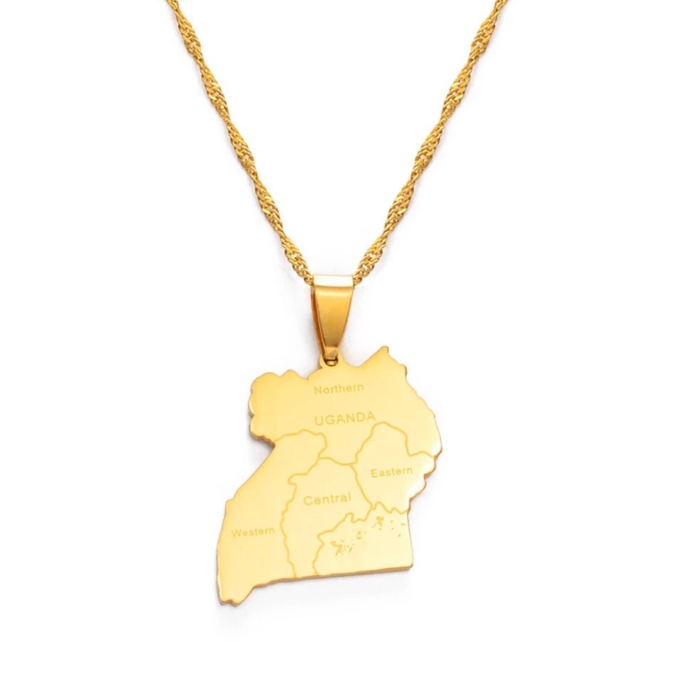 Uganda Map and Flag Necklace