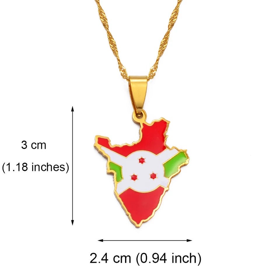 Burundi Map and Flag Necklace